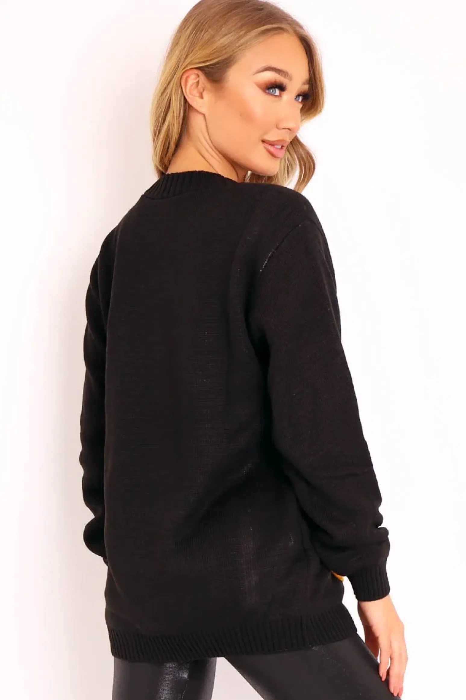 Rebellious Fashion Black Tinsel 'Ho Ho Ho' Christmas Jumper - Mayana