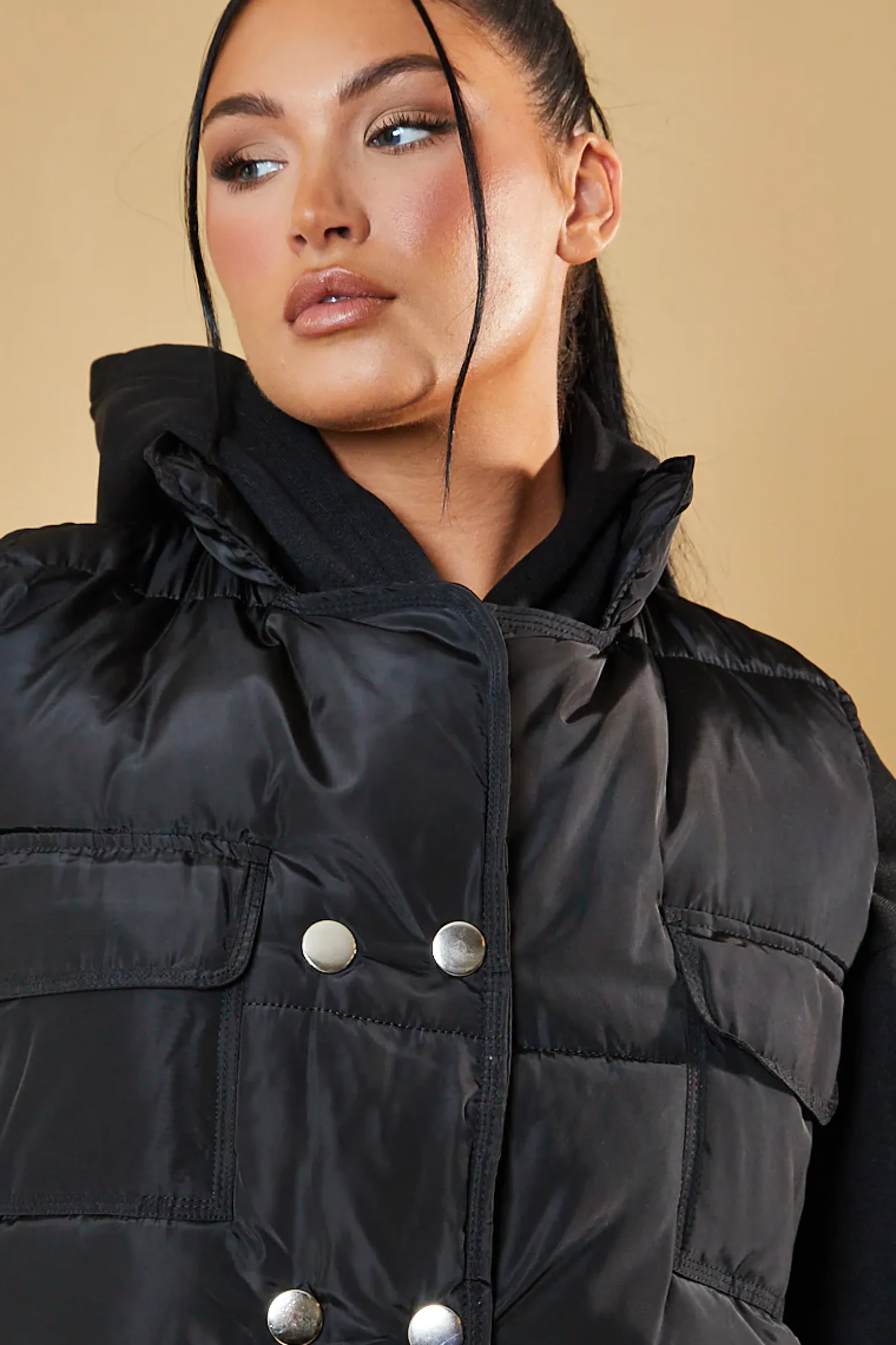Rebellious Fashion Black Toggle Detail Cropped Gilet - Florence