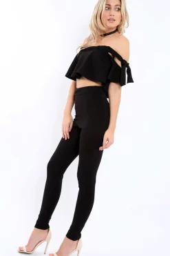 Rebellious Fashion Black Trousers and Crop Top Co-ord - Daizy