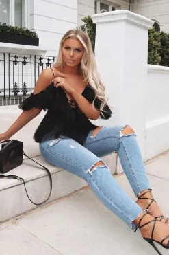 Rebellious Fashion Black Tulle Ruffle Bodysuit - Irelia
