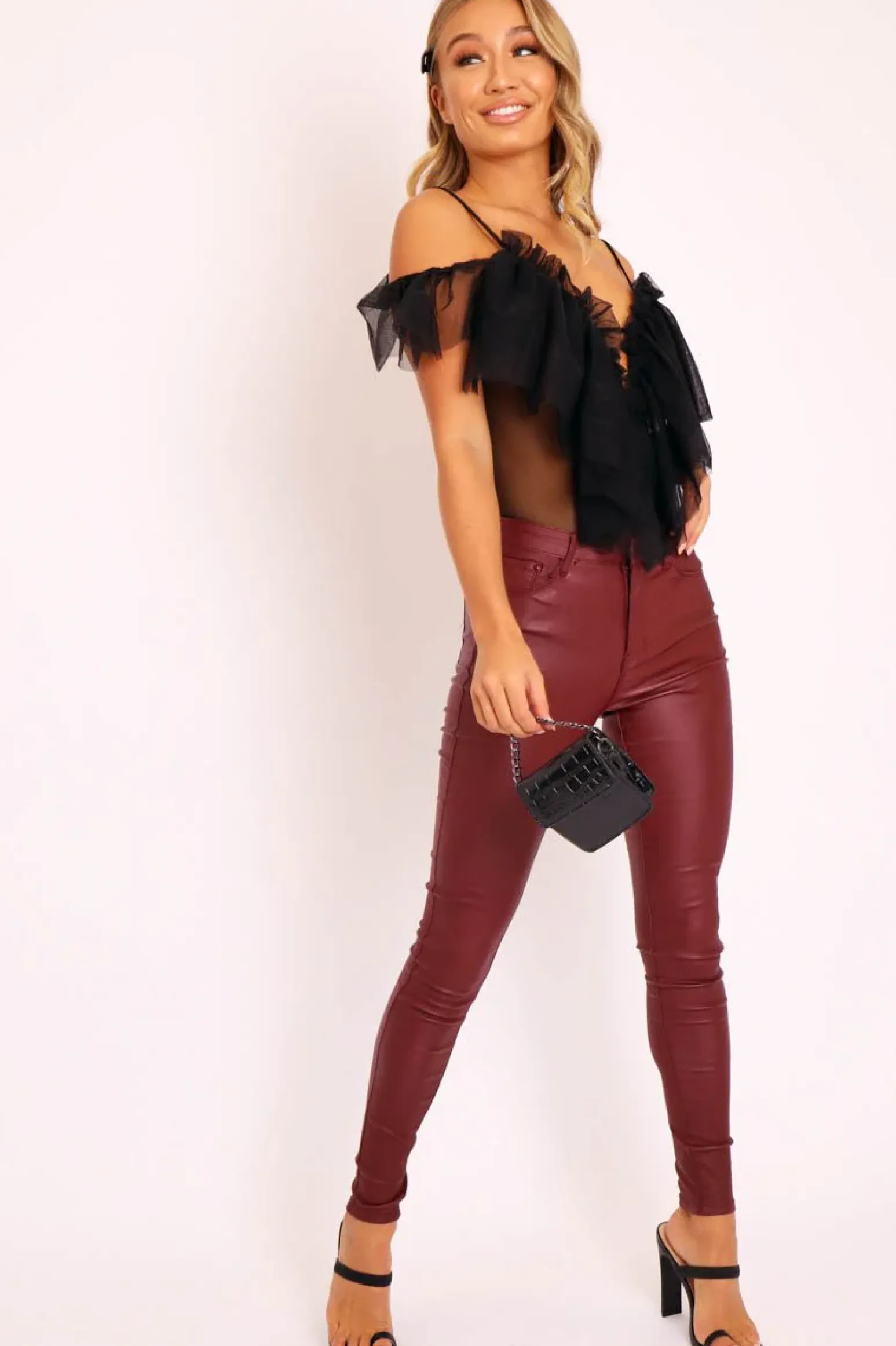 Rebellious Fashion Black Tulle Ruffle Bodysuit - Irelia