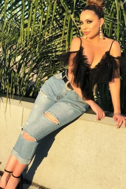 Rebellious Fashion Black Tulle Ruffle Bodysuit - Irelia