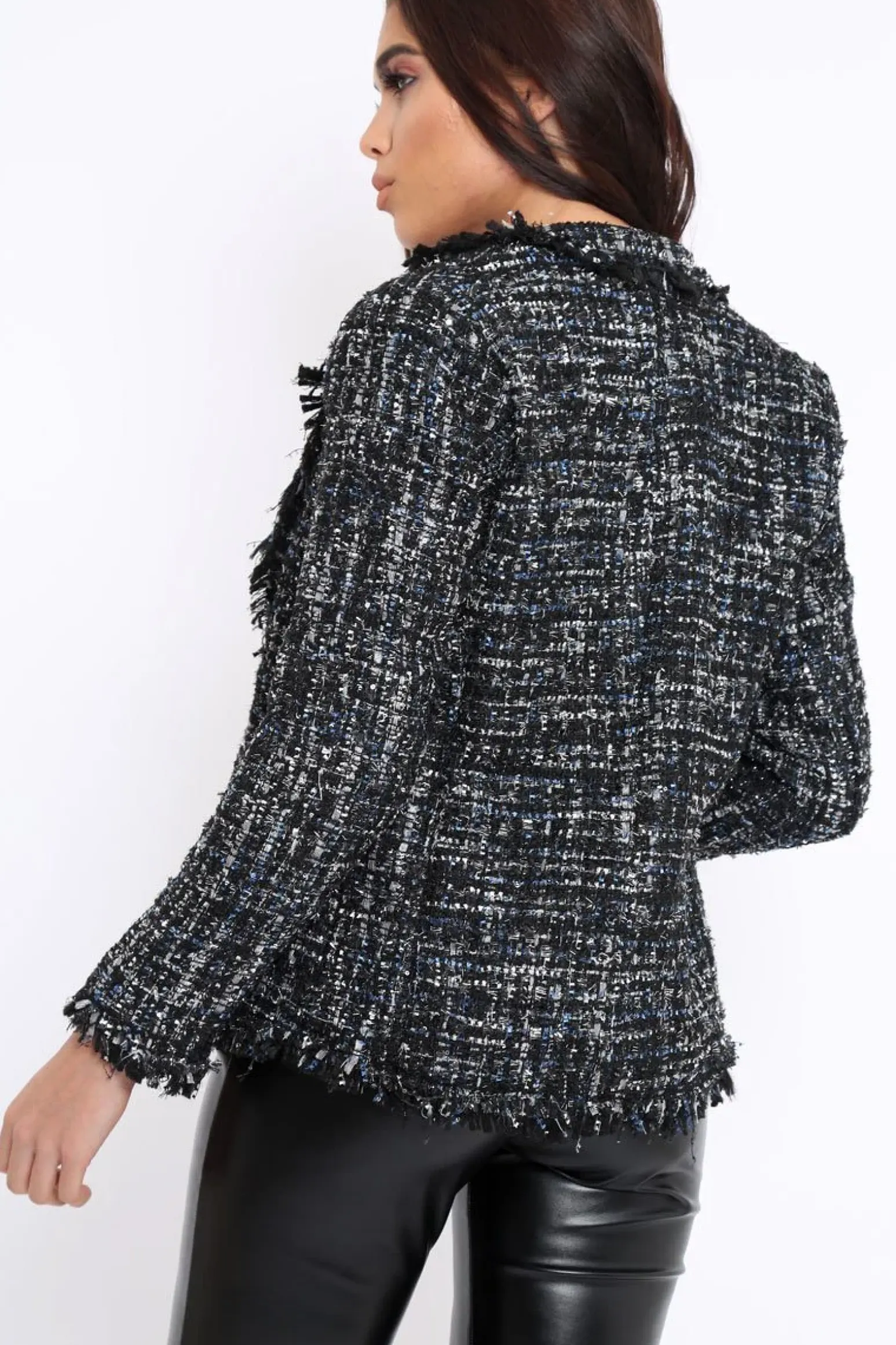 Rebellious Fashion Black Tweed Blazer - Rubi