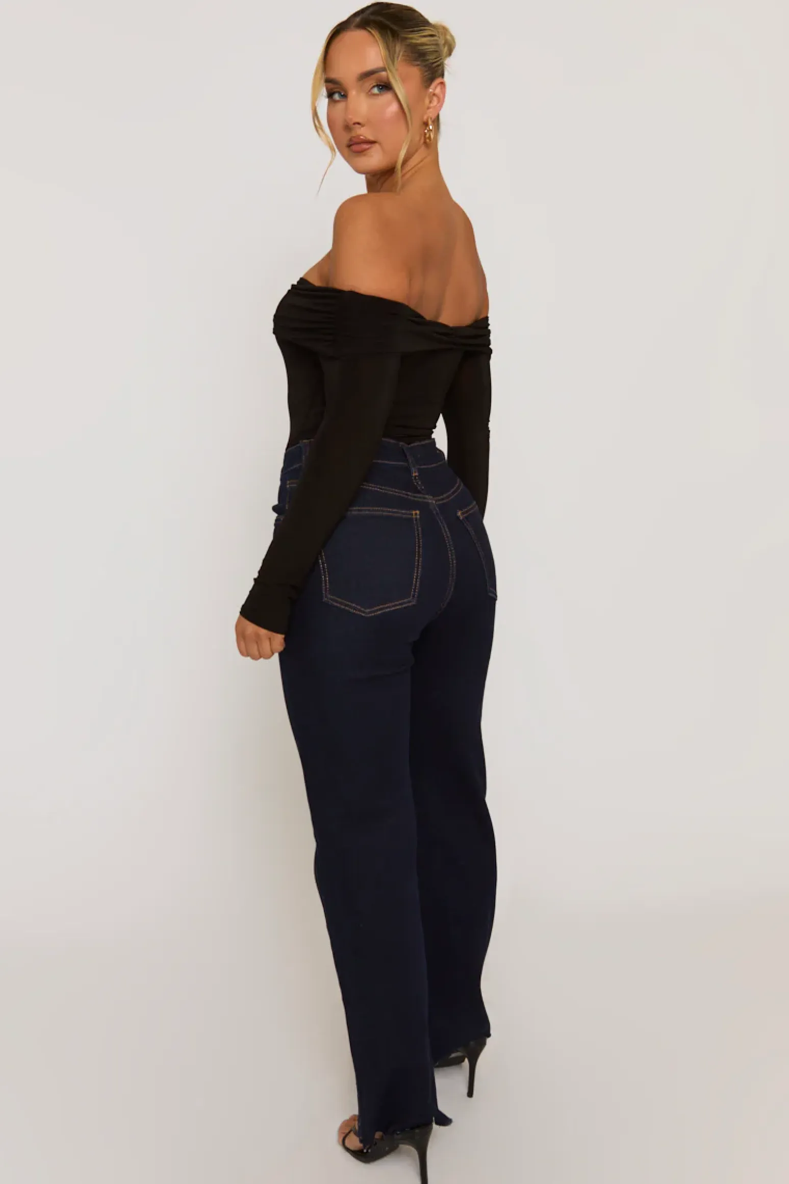 Rebellious Fashion Black Twist Bardot Bodysuit - Luiza