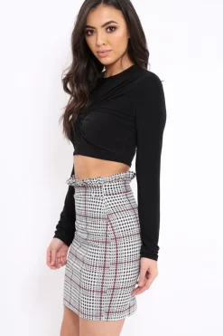 Rebellious Fashion Black Twist Knot Front Crop Top - Keely