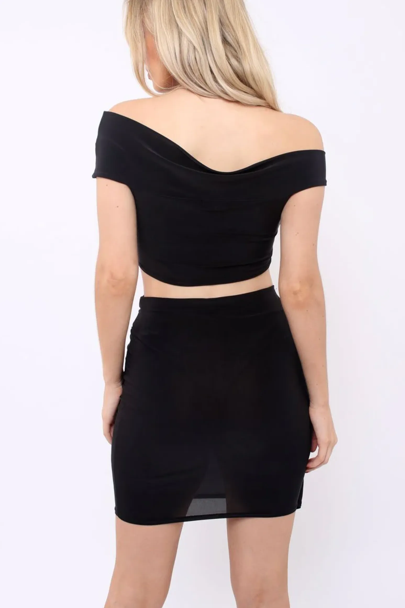 Rebellious Fashion Black Twist Knot Front Slinky Co-ord Set - Binkie