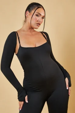Rebellious Fashion Black Two Piece Long Sleeve Jumpsuit - Ella