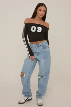 Rebellious Fashion Black Varisty Number Crop Top - January