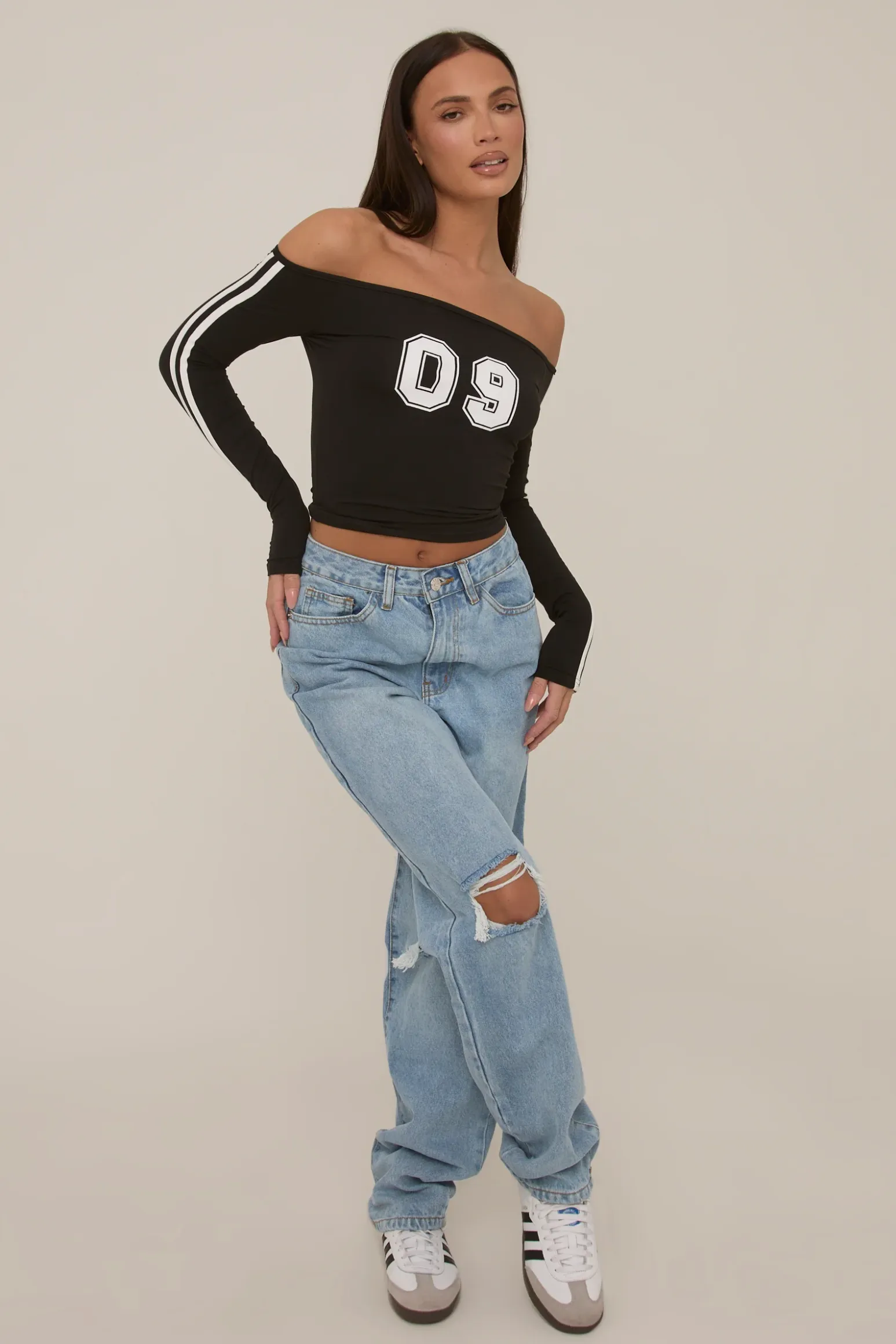 Rebellious Fashion Black Varisty Number Crop Top - January