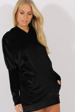 Rebellious Fashion Black Velvet Oversized Hoodie - Reagan