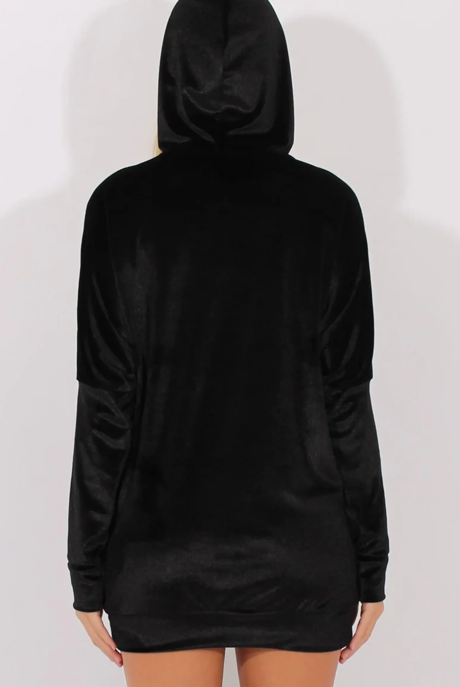 Rebellious Fashion Black Velvet Oversized Hoodie - Reagan