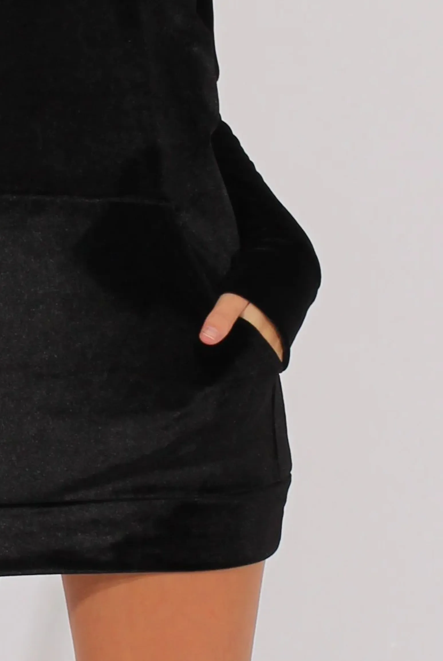 Rebellious Fashion Black Velvet Oversized Hoodie - Reagan