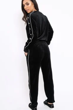 Rebellious Fashion Black Velvet Striped Set - Becka