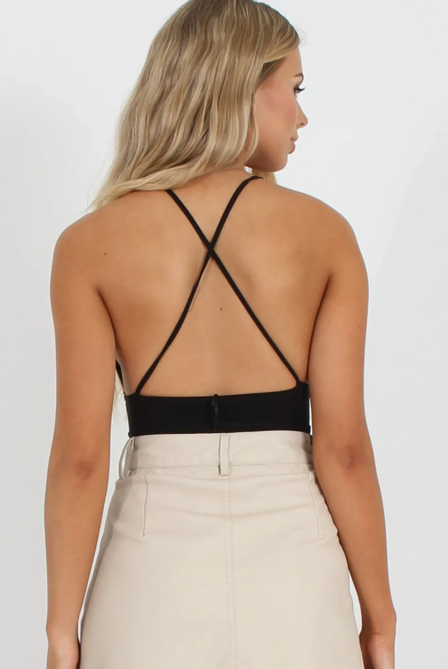 Rebellious Fashion Black V Front Bodysuit - Jill