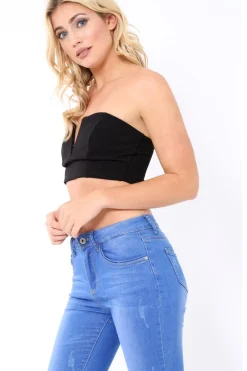 Rebellious Fashion Black V Front Boob Tube - Amalina