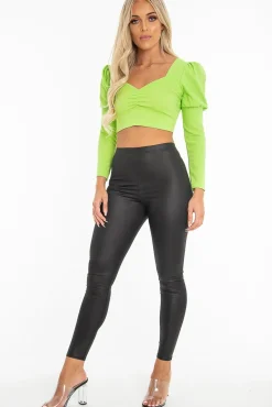 Rebellious Fashion Black Wet Look High Waist Leggings - Imogen