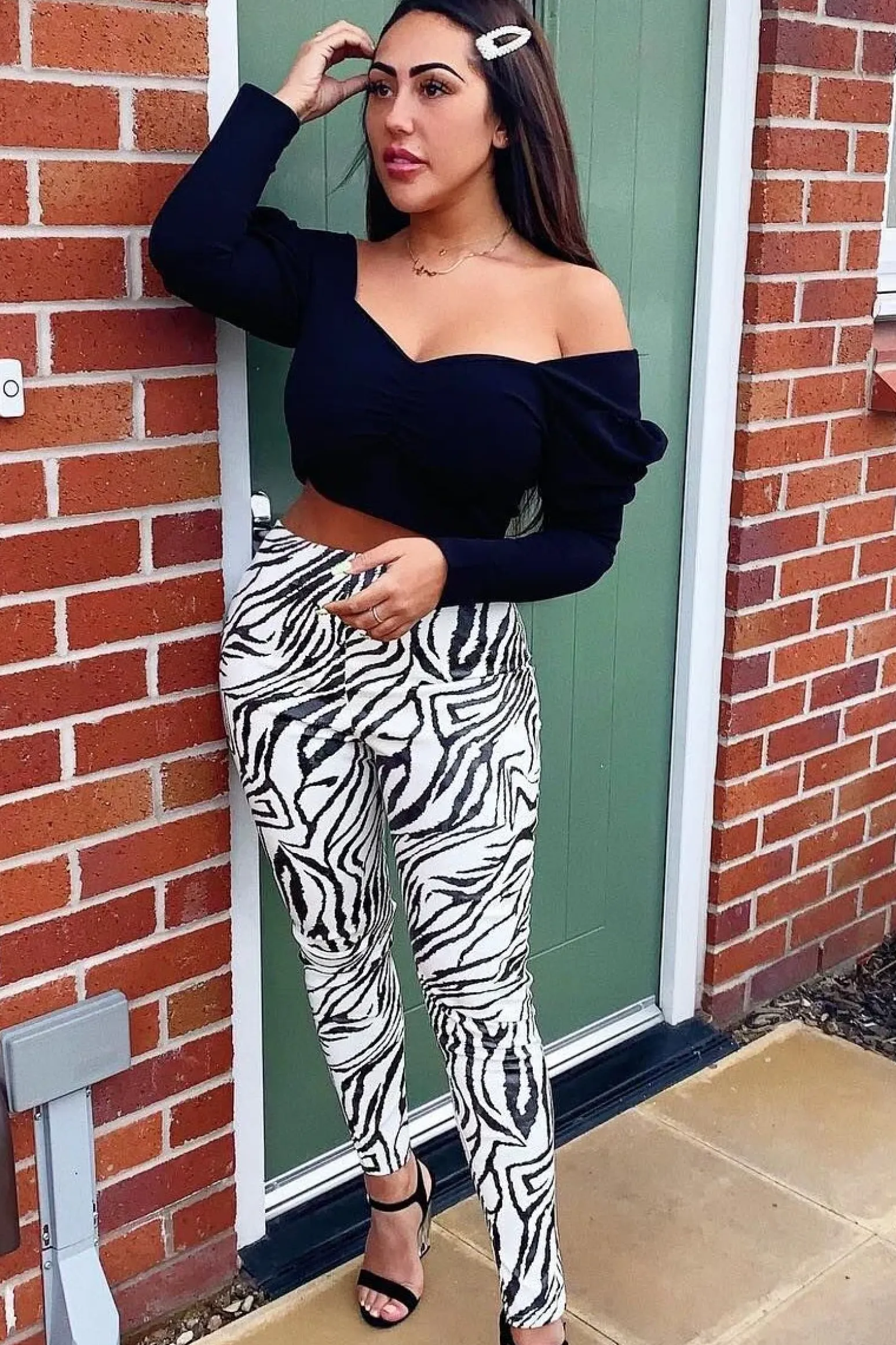 Rebellious Fashion Black White Animal Print Faux Leather Leggings - Quinn