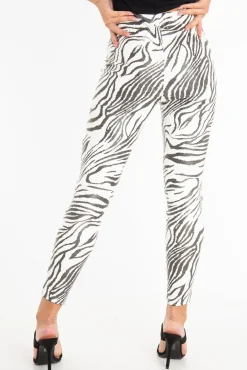 Rebellious Fashion Black White Animal Print Faux Leather Leggings - Quinn