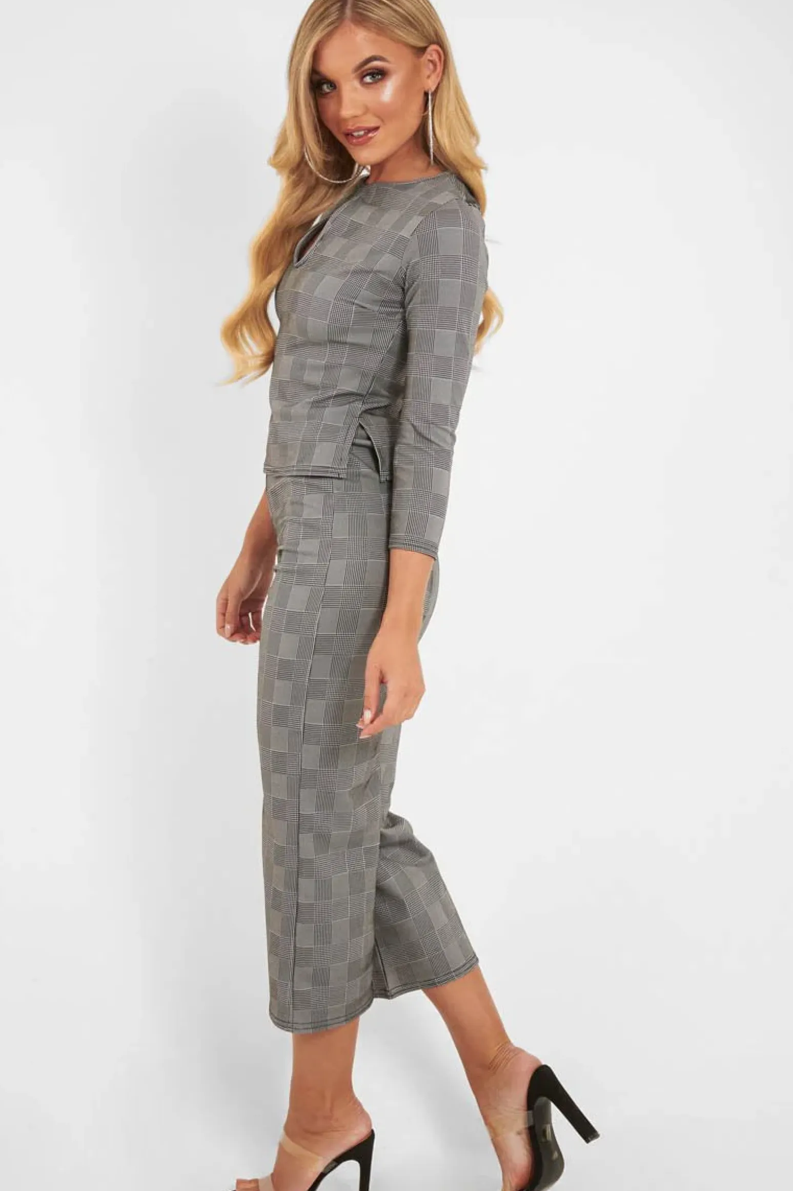Rebellious Fashion Black White Check Keyhole Top Culotte Co-Ord - Raelinn