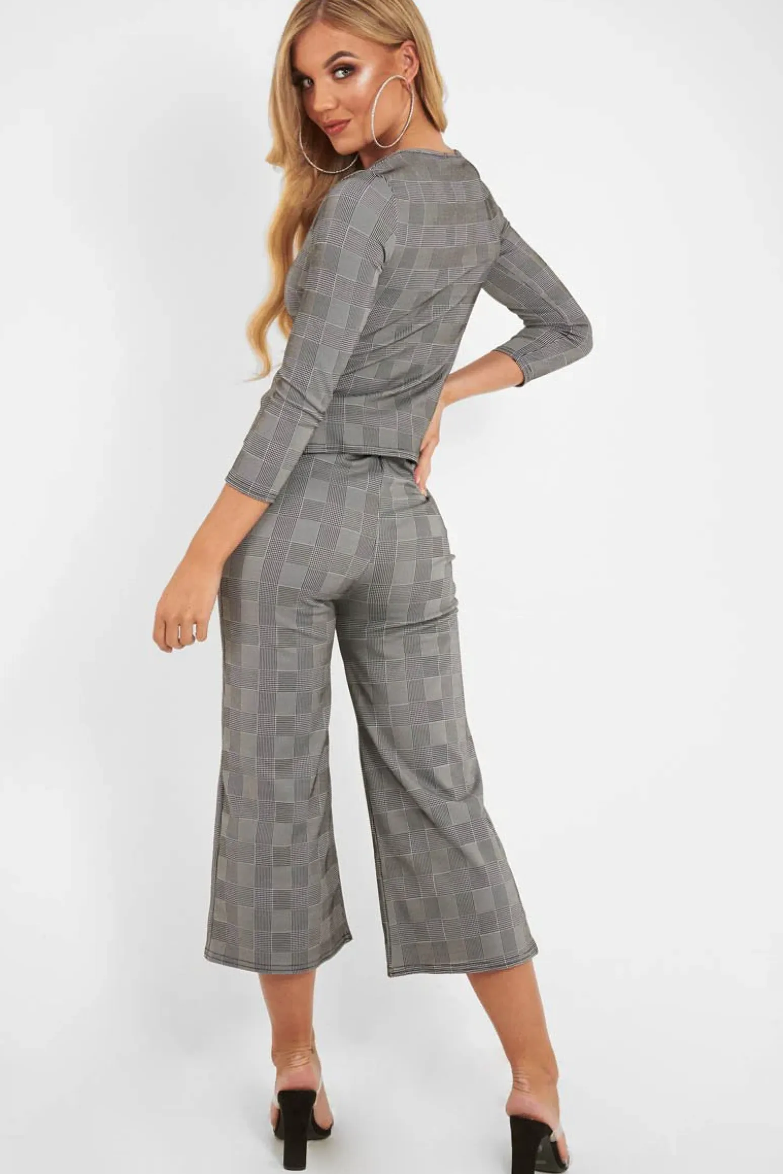 Rebellious Fashion Black White Check Keyhole Top Culotte Co-Ord - Raelinn