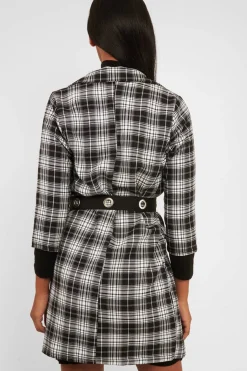Rebellious Fashion Black White Check Longline Blazer - Wrenn