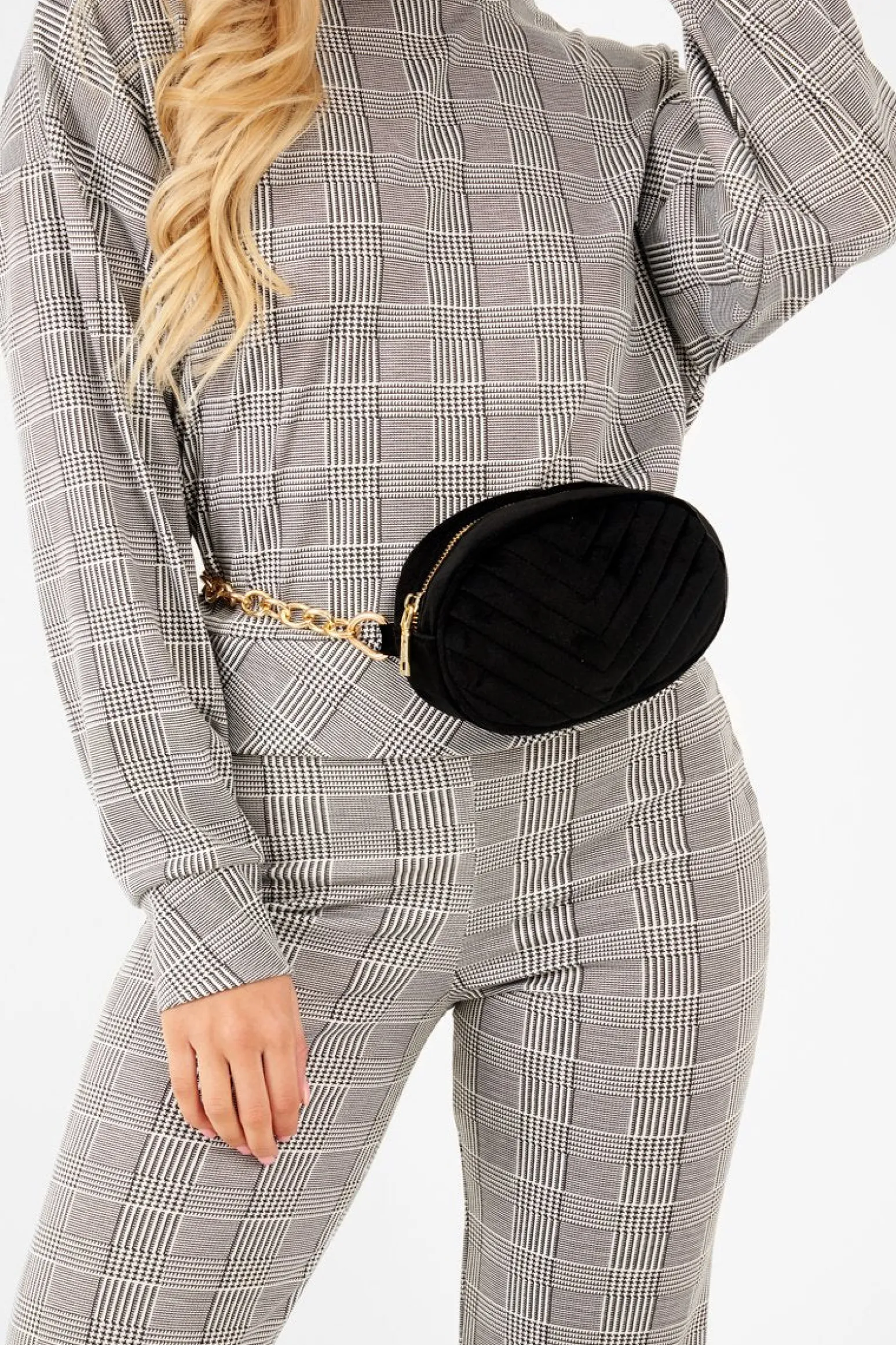 Rebellious Fashion Black White Check Sweatshirt Tracksuit - Kailey