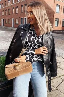 Rebellious Fashion Black White Cow Print Button Down Shirt - Pelia