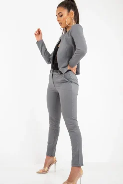 Rebellious Fashion Black White Houndstooth Blazer Trousers Co-Ord - Kalese