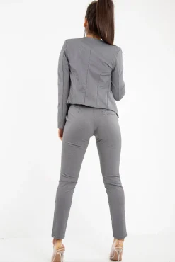 Rebellious Fashion Black White Houndstooth Blazer Trousers Co-Ord - Kalese