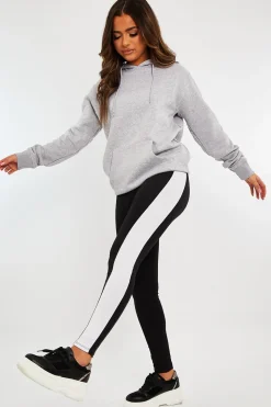 Rebellious Fashion Black White Side Stripe Leggings - Cairo