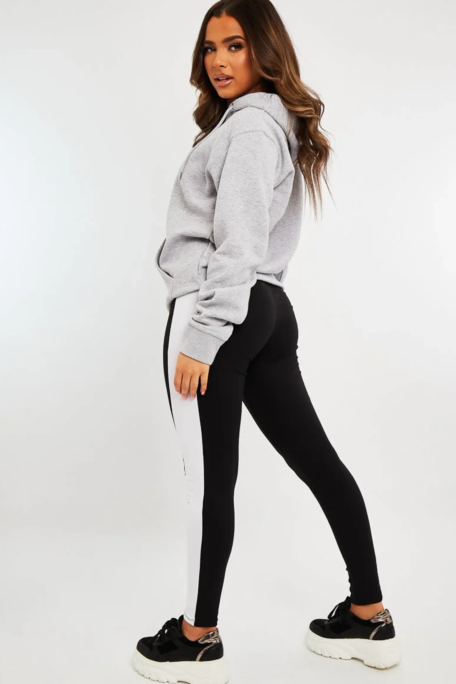 Rebellious Fashion Black White Side Stripe Leggings - Cairo