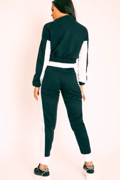 Rebellious Fashion Black White Stripe Cuff Bottom Tracksuit Co-ord - Nadie