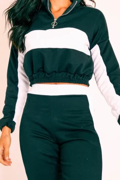 Rebellious Fashion Black White Stripe Cuff Bottom Tracksuit Co-ord - Nadie