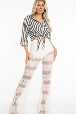 Rebellious Fashion Black White Stripe Oversized Button Down Shirt - Sopha