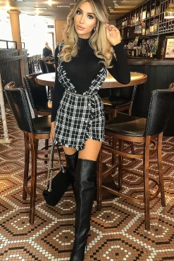 Rebellious Fashion Black White Tweed Pearl Button Playsuit - Jolette