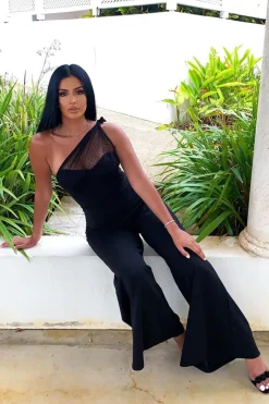 Rebellious Fashion Black Wide Leg Flared Trousers - Averly