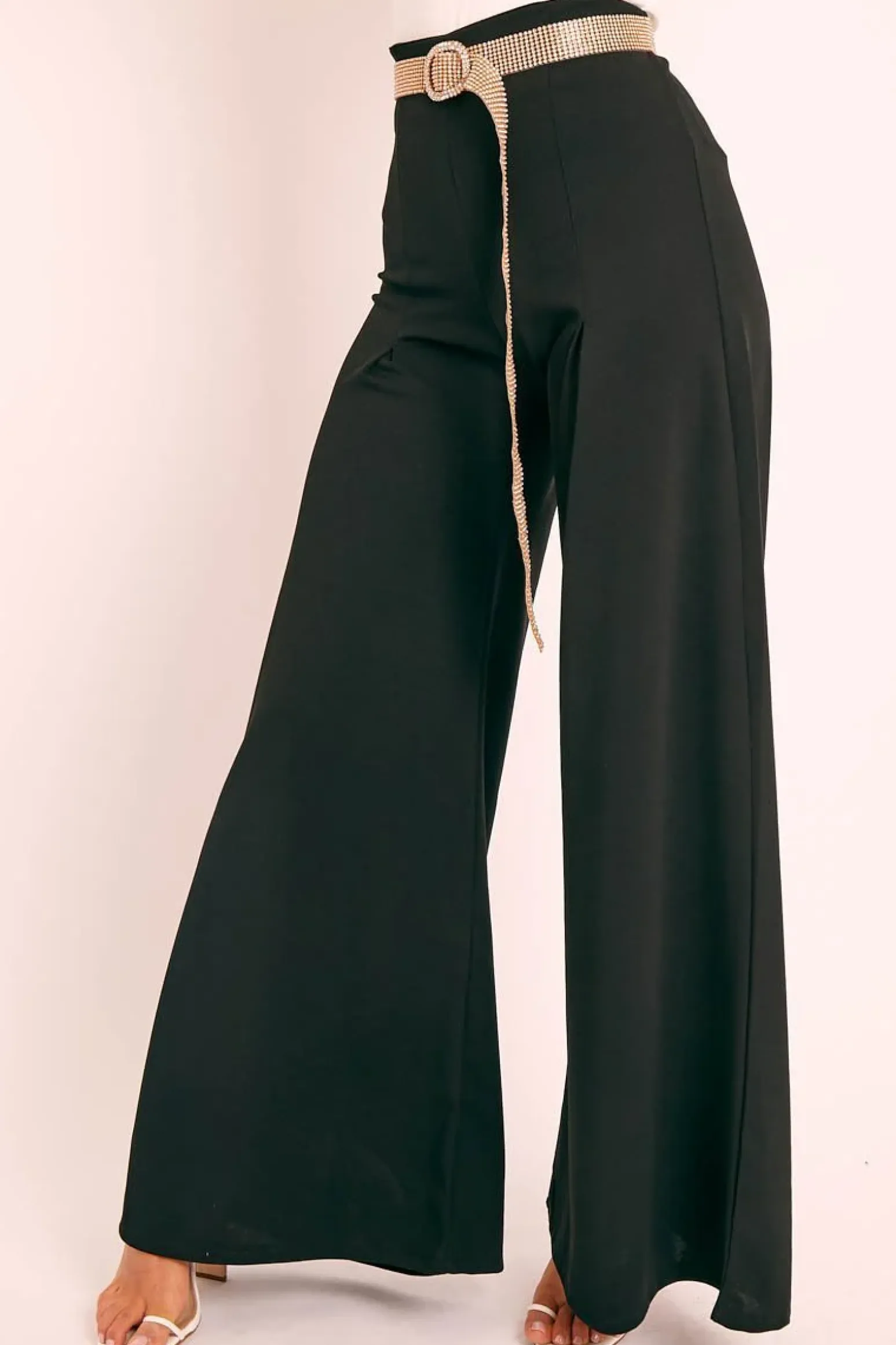 Rebellious Fashion Black Wide Leg Flared Trousers - Averly
