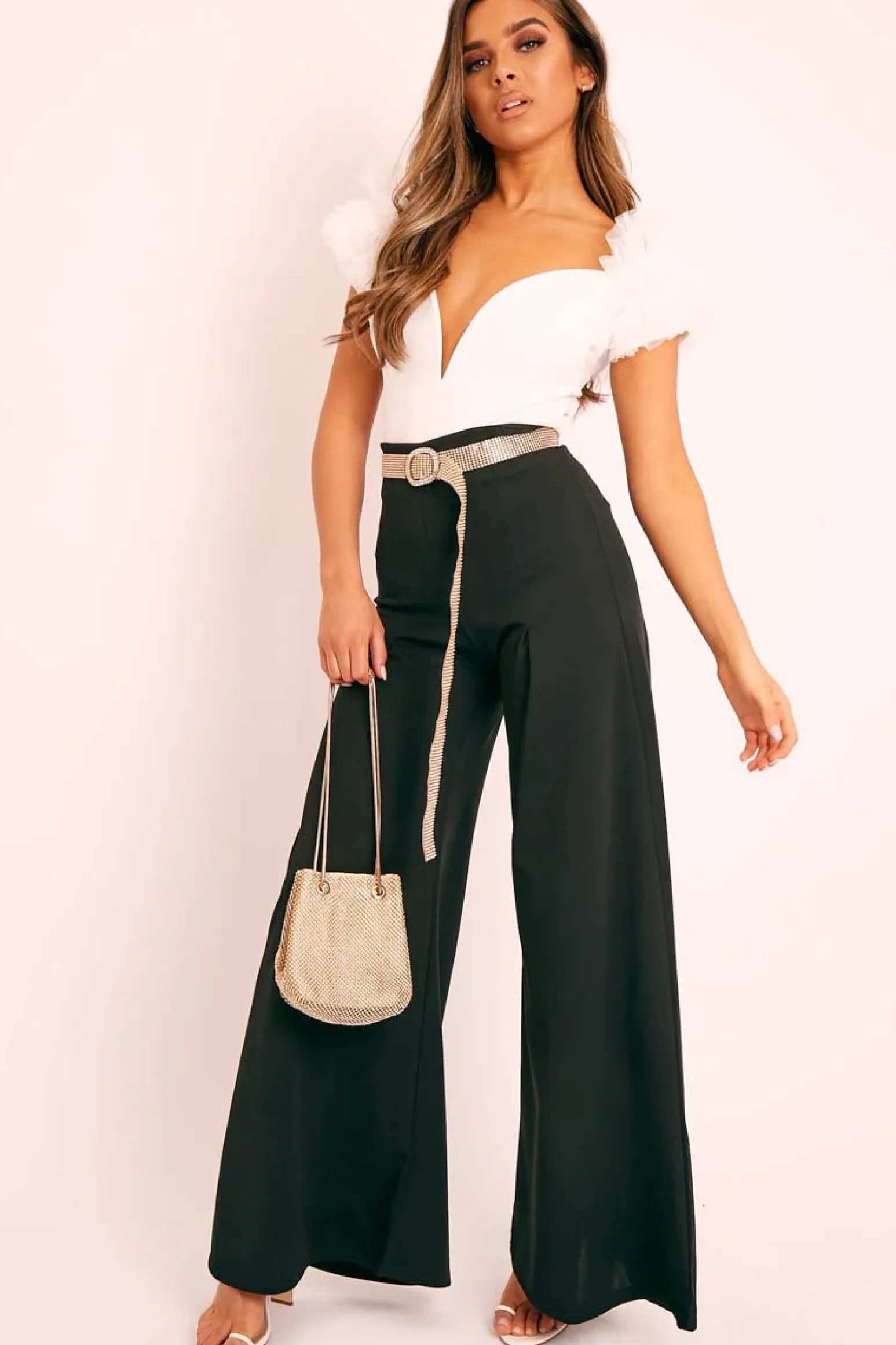 Rebellious Fashion Black Wide Leg Flared Trousers - Averly