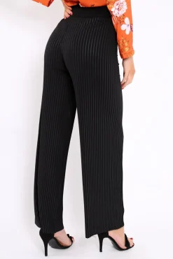 Rebellious Fashion Black Wide Legged Pleated Trousers - Chantel