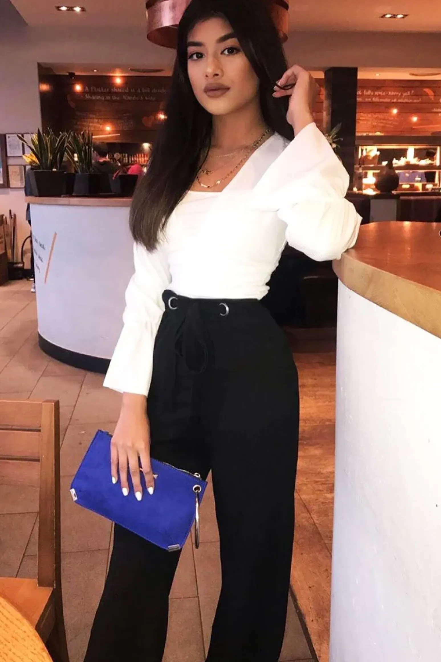 Rebellious Fashion Black Wide Leg Tie Waist Trousers - Robynn