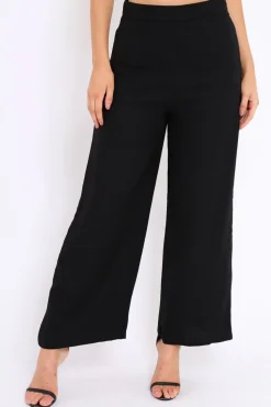 Rebellious Fashion Black Wide Leg Trousers - Angela