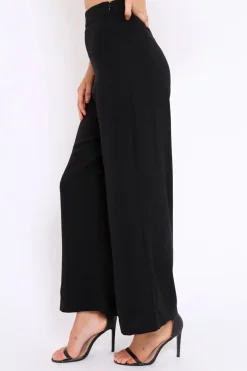 Rebellious Fashion Black Wide Leg Trousers - Angela