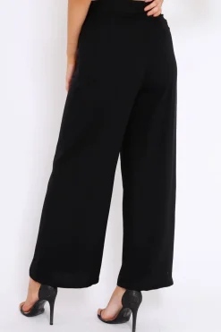 Rebellious Fashion Black Wide Leg Trousers - Angela