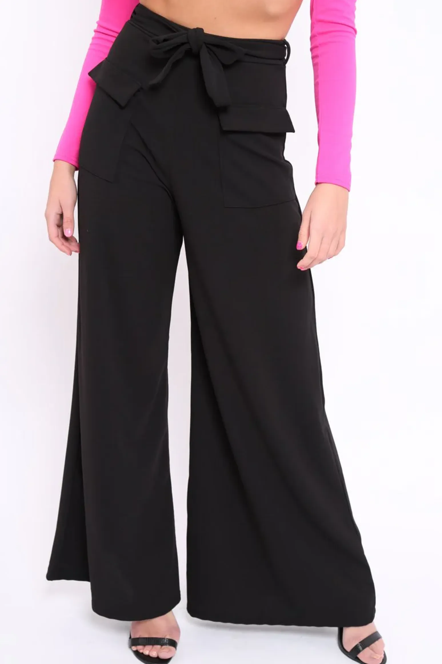 Rebellious Fashion Black Wide Leg Trousers - Yari