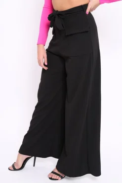 Rebellious Fashion Black Wide Leg Trousers - Yari
