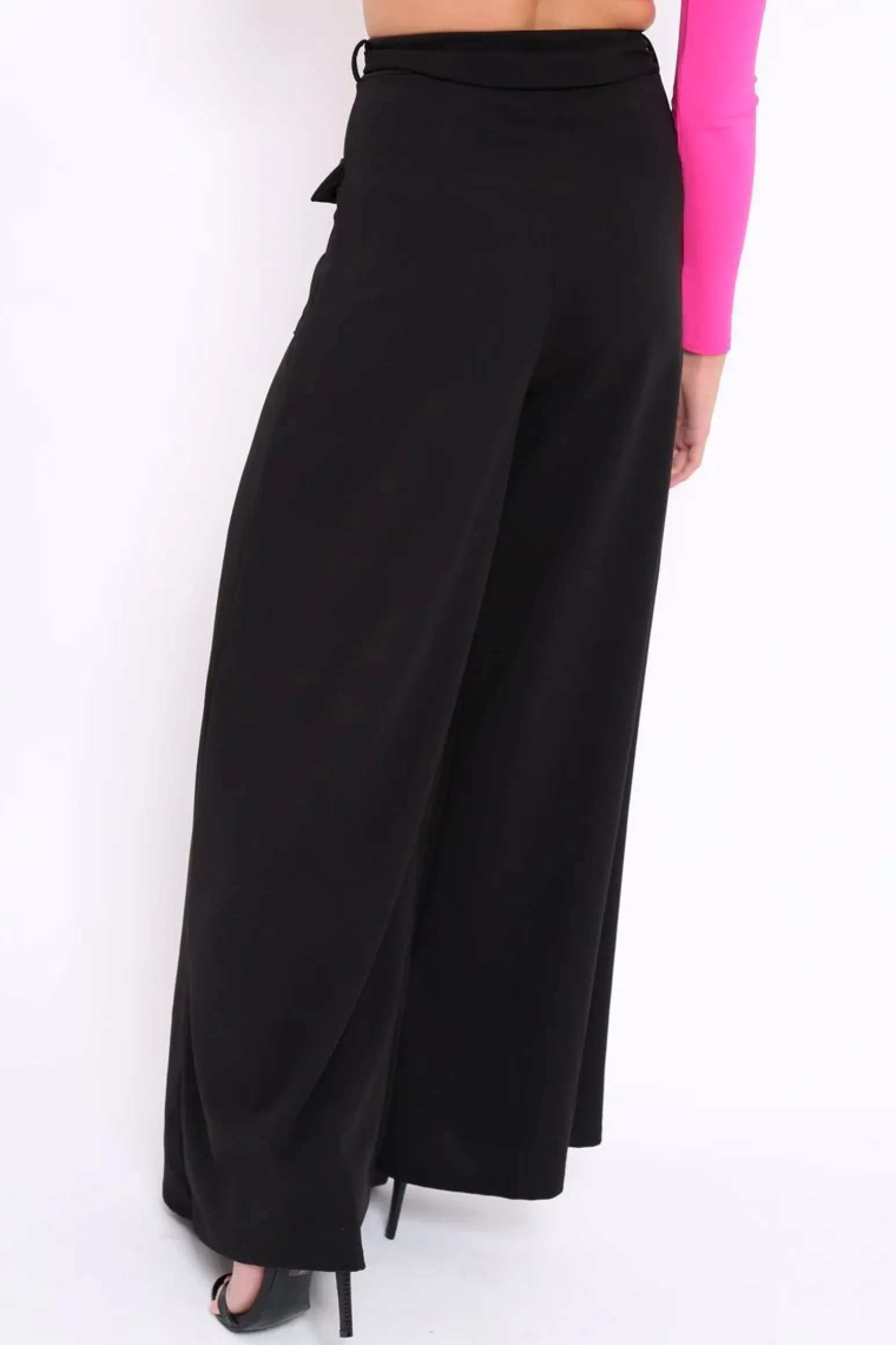 Rebellious Fashion Black Wide Leg Trousers - Yari
