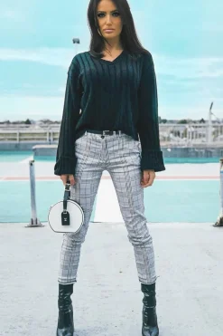 Rebellious Fashion Black Wide Rib V Neck Jumper - Alinah