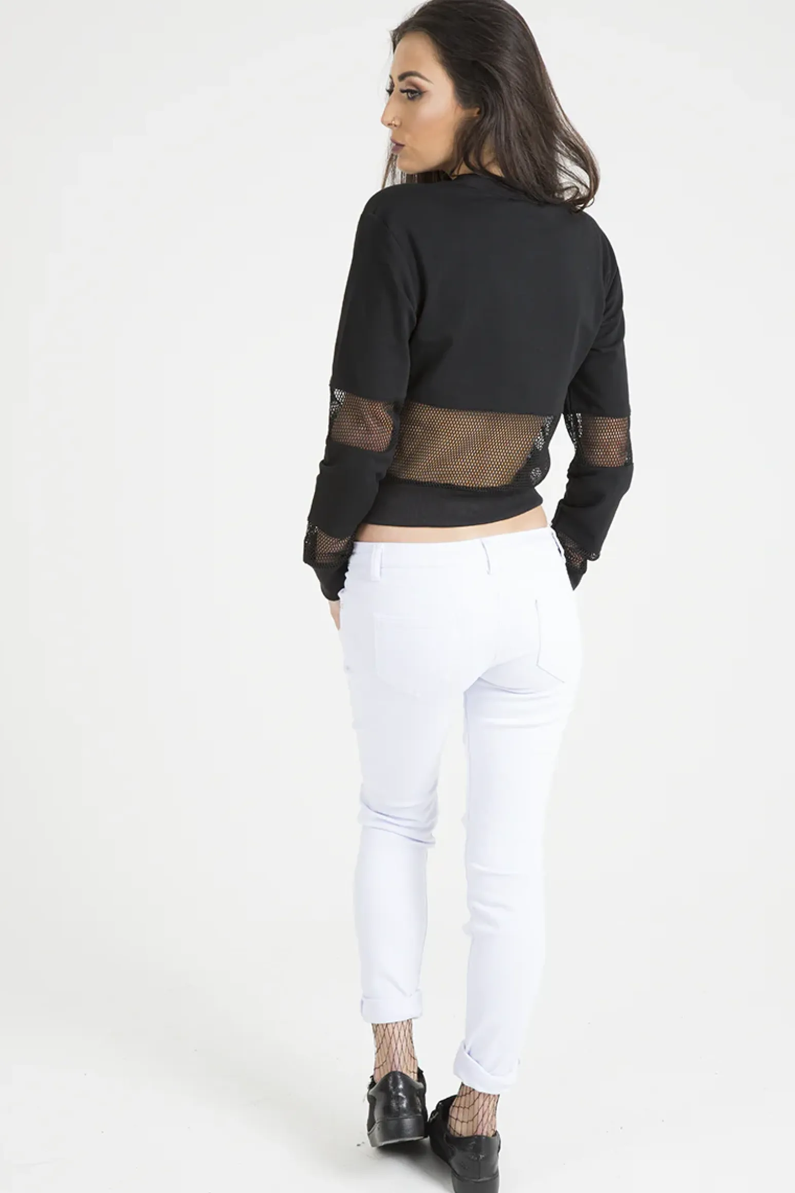 Rebellious Fashion Black Worst Behavior Slogan Cropped Jumper - Adina
