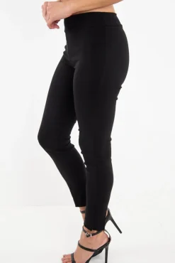 Rebellious Fashion Black Woven Tailored Leggings - Brodi