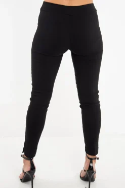 Rebellious Fashion Black Woven Tailored Leggings - Brodi